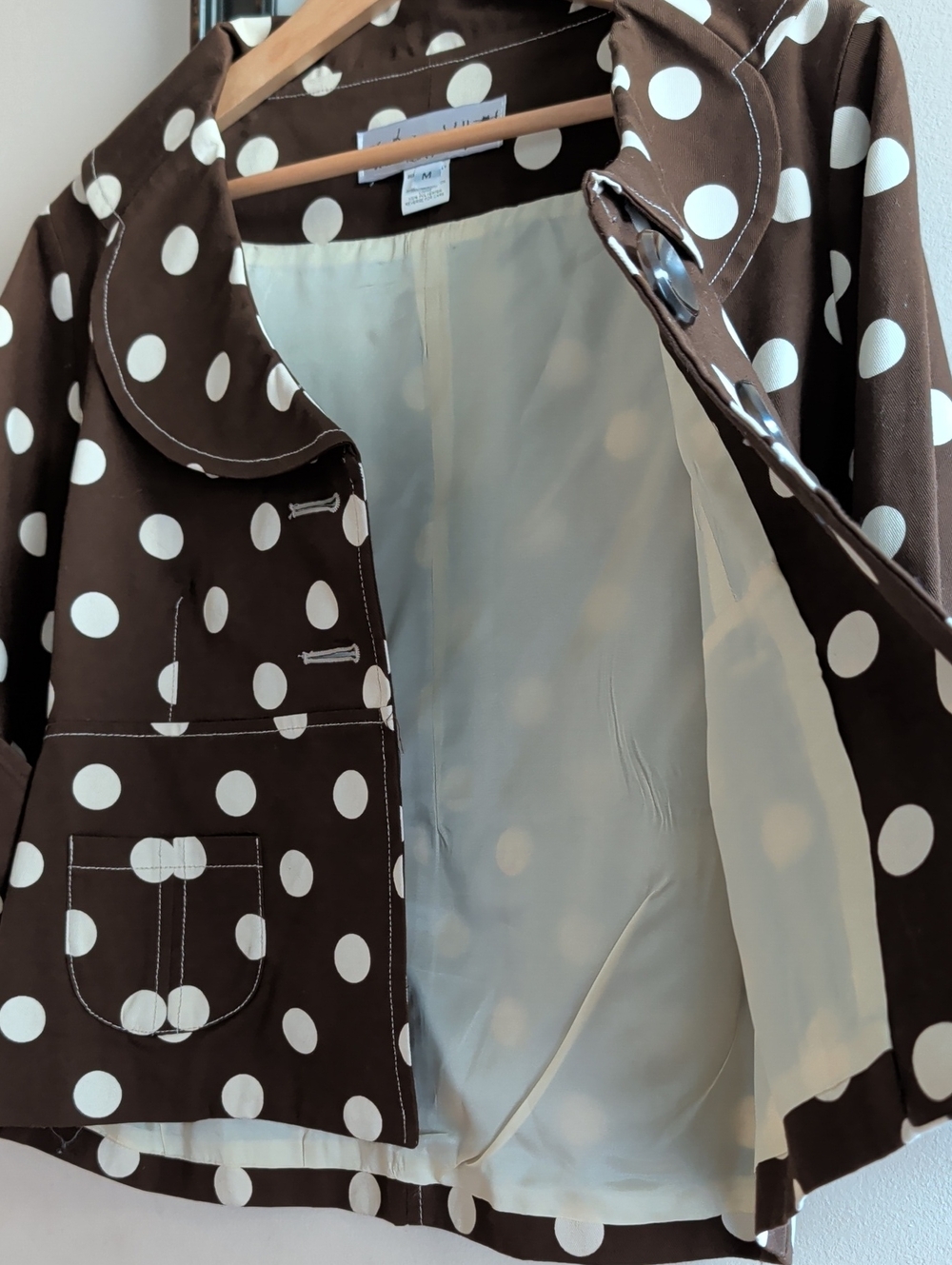 Beeboo & Wally NY Brown Polka Dot Crop Jacket with Contrast White Dots - Picture 5 of 9